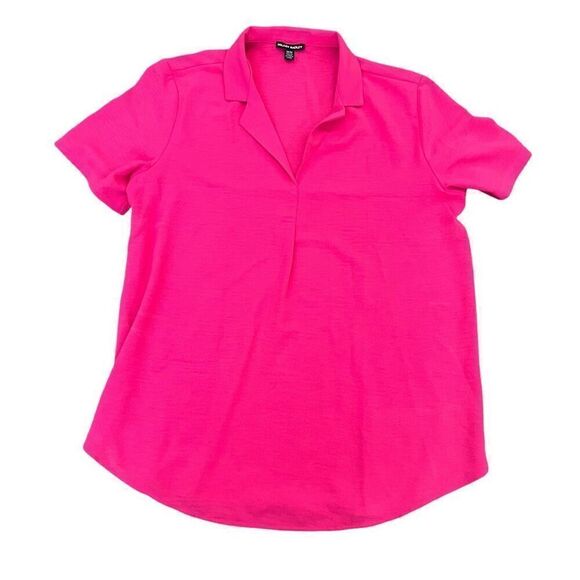 HILARY RADLEY Pink Collared Short Sleeve Blouse Size M - Picture 1 of 6